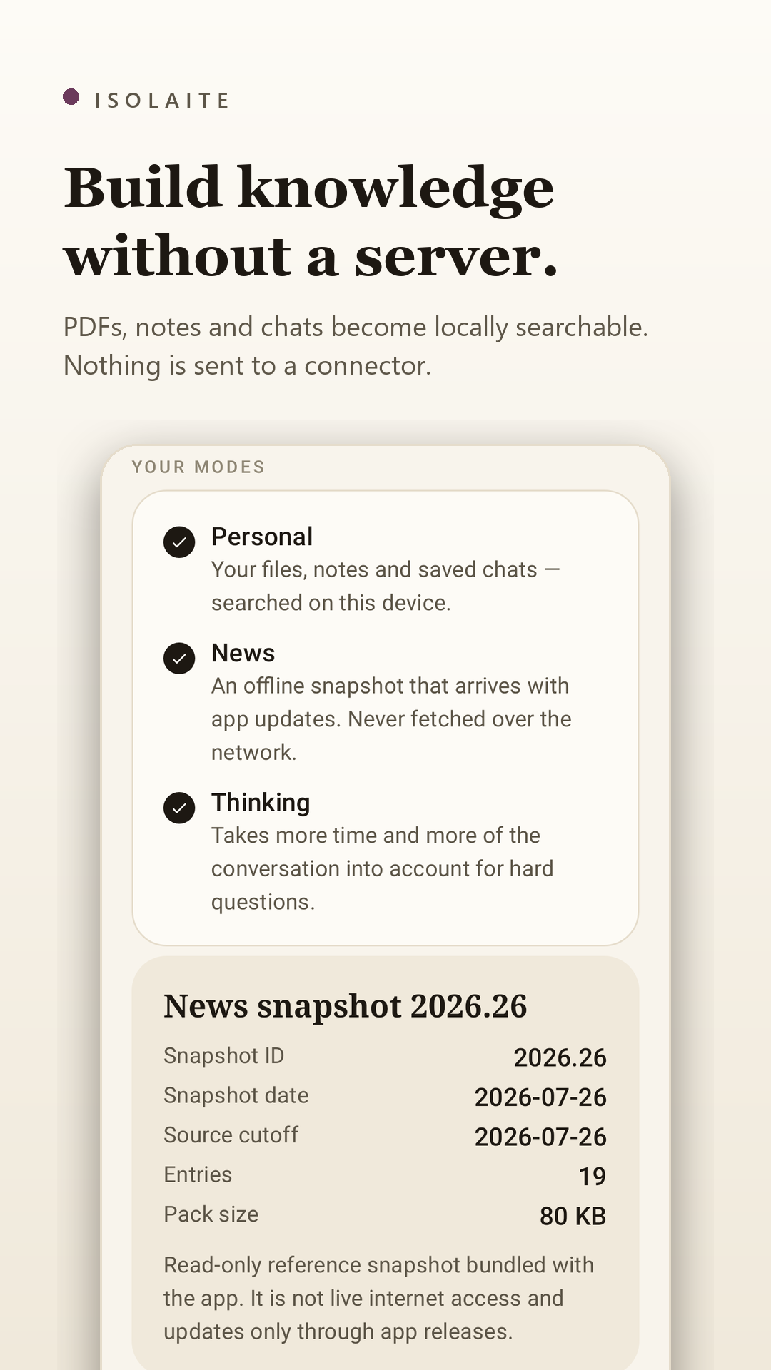 The three per-turn modes: Personal, News and Thinking